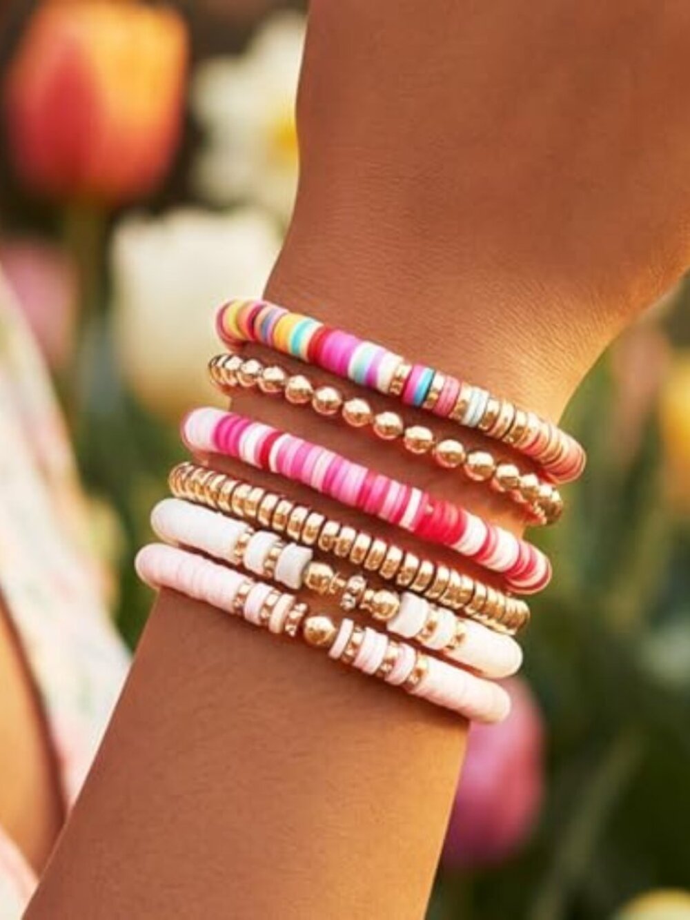 New - Clay Bead Bracelets for Women Stretch Friendship Bracelets Stackable